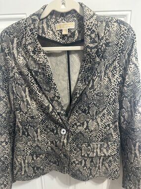 Michael Kors Snake-Print Blazer Jacket - Black & Cream
